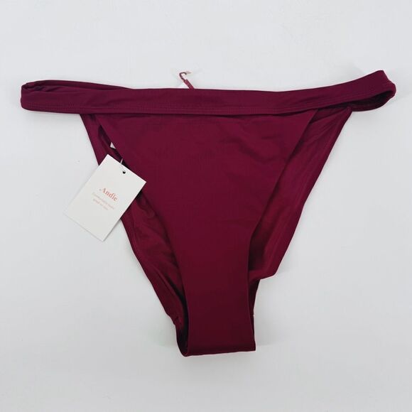 Andie Swim The Caicos Bikini Bottom Plum Eco Nylon Size M NWT - Picture 3 of 7